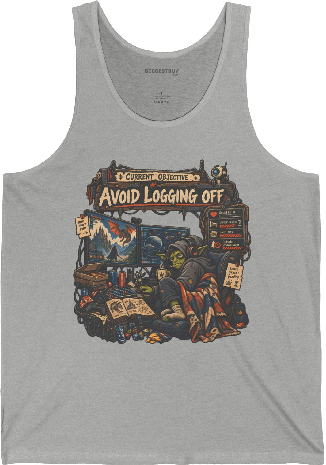 Logoff Dodge - Jersey Tank Top in Athletic Heather, front view