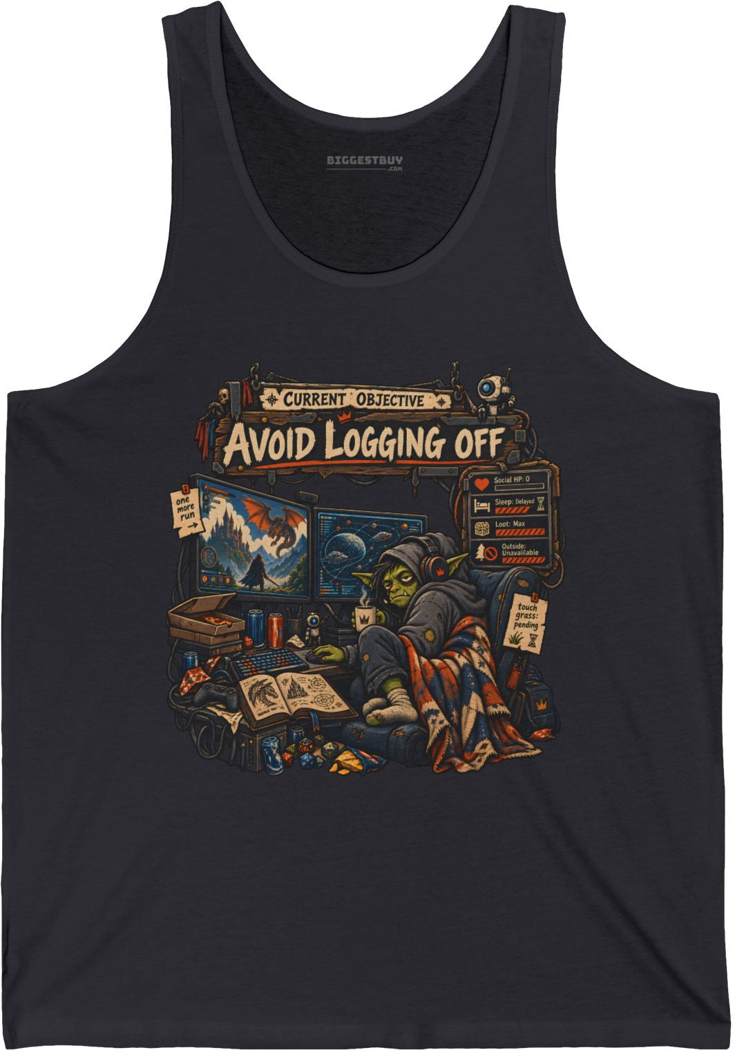 Logoff Dodge - Jersey Tank Top in Dark Grey, front view