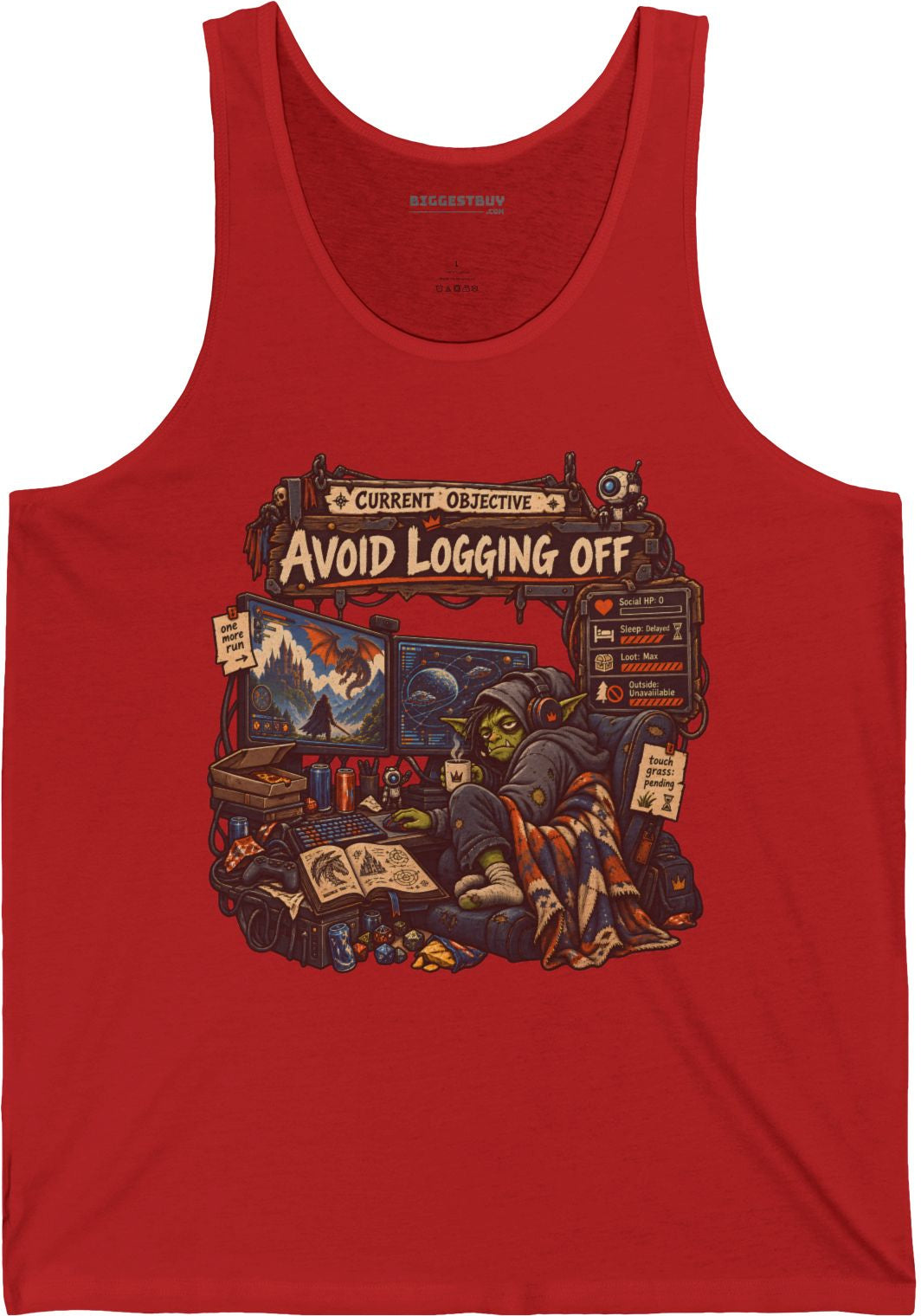 Logoff Dodge - Jersey Tank Top in Red, front view