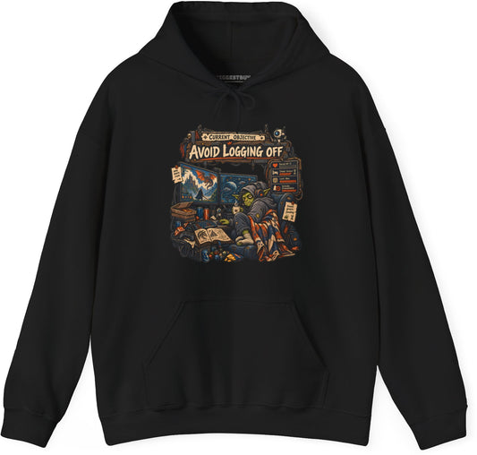Logoff Dodge - Pullover Hoodie in Black, front view