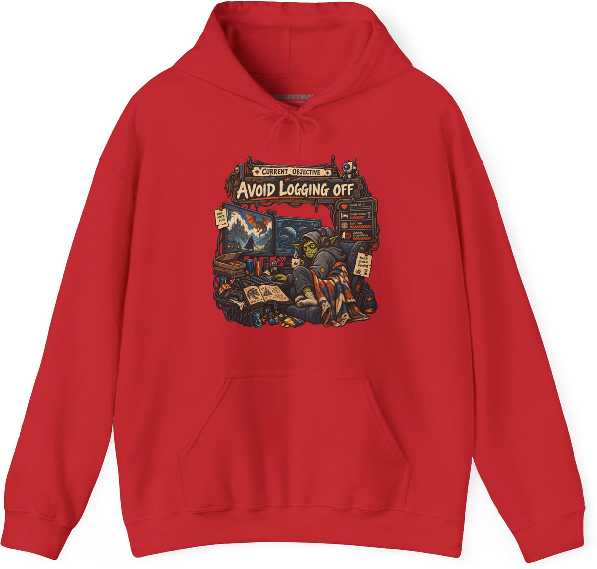 Logoff Dodge - Pullover Hoodie in Red, front view