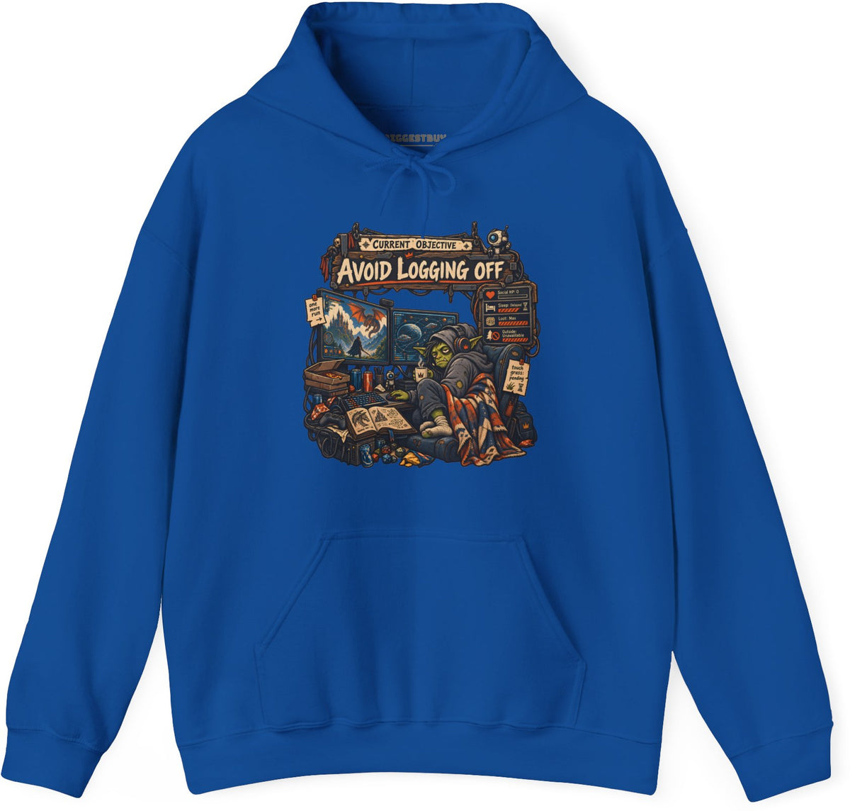 Logoff Dodge - Pullover Hoodie in Royal, front view