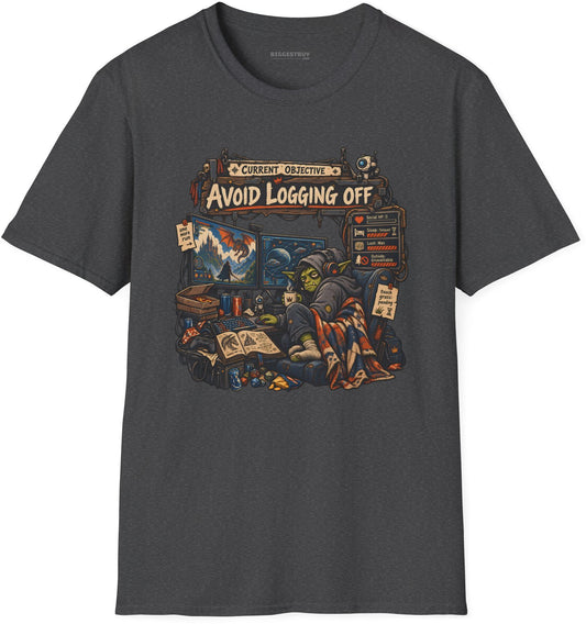 Logoff Dodge - Softstyle T-Shirt in Dark Heather, front view