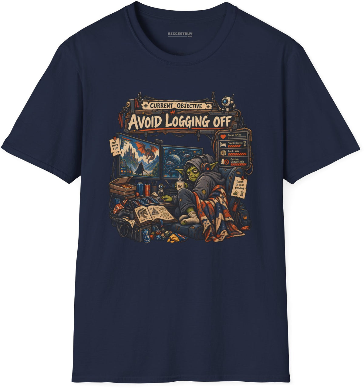 Logoff Dodge - Softstyle T-Shirt in Navy, front view