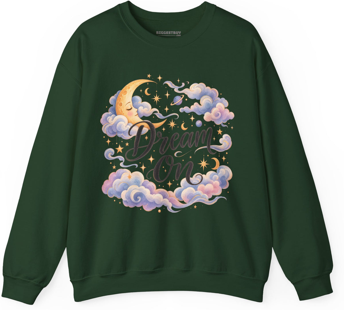 Lunar Dreams - Crewneck Sweatshirt in Forest Green, front view
