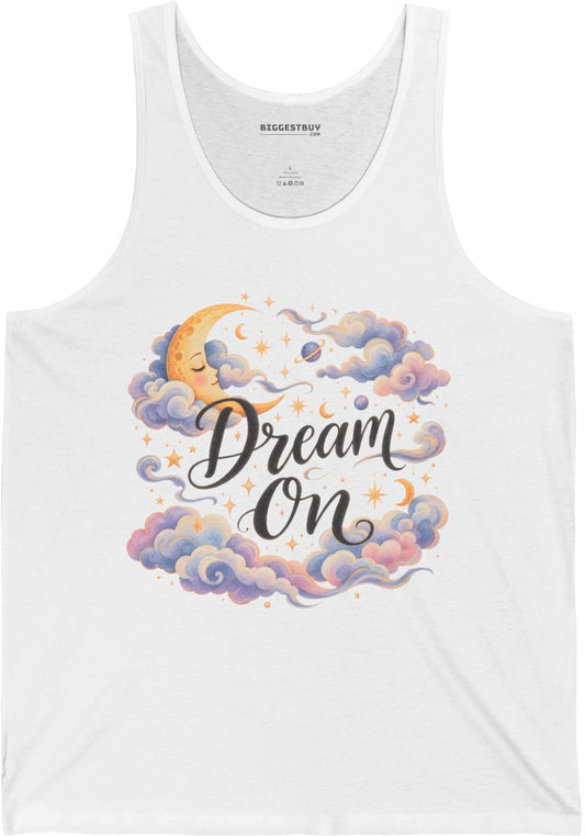 Lunar Dreams - Jersey Tank Top in White, front view