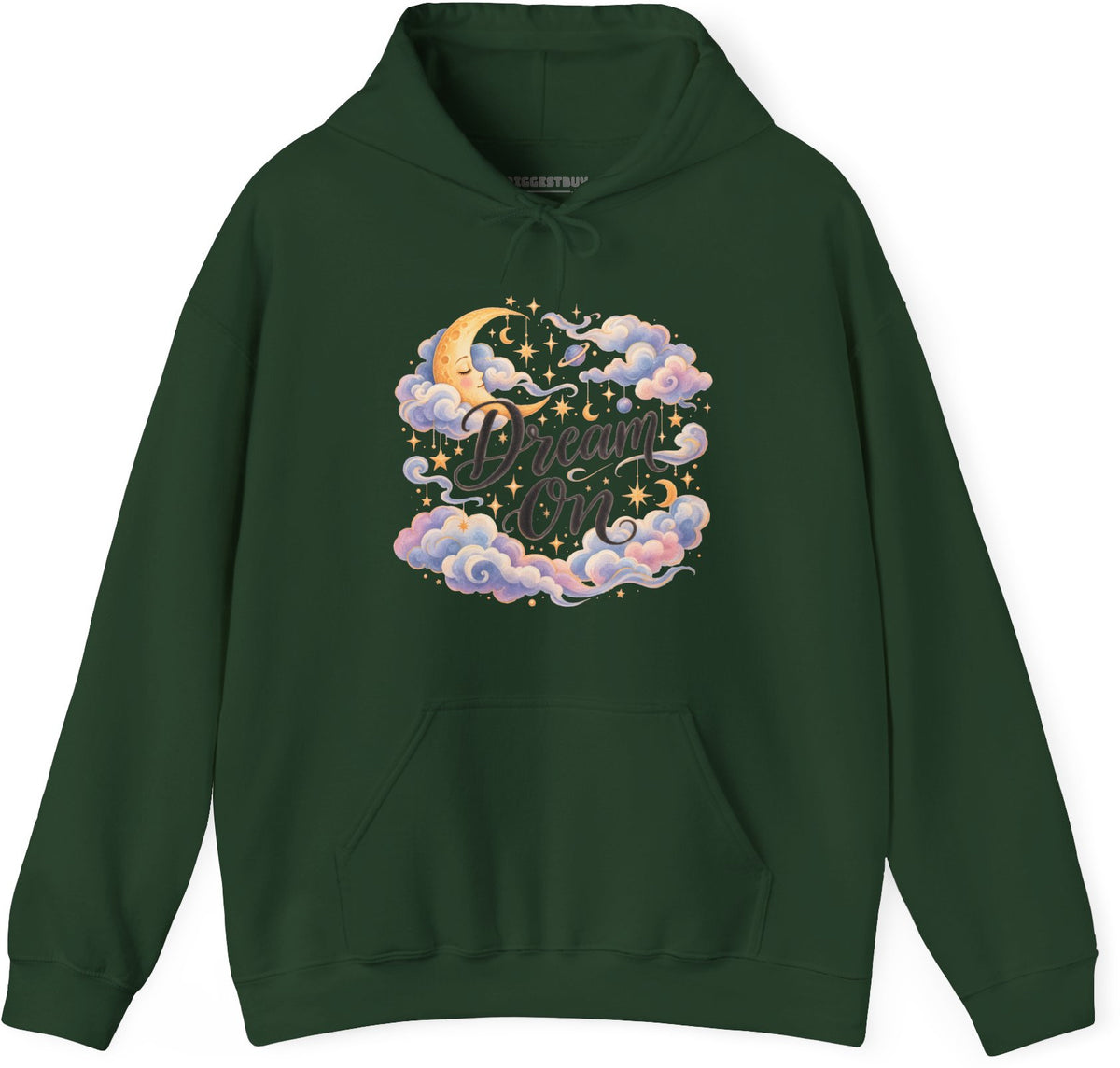 Lunar Dreams - Pullover Hoodie in Forest Green, front view