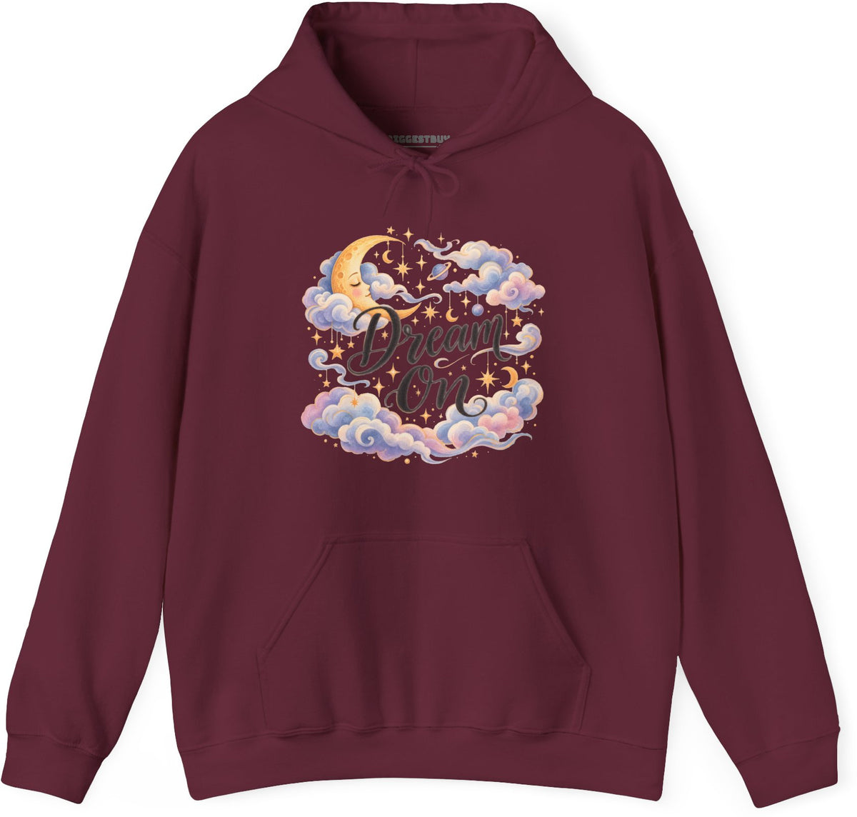 Lunar Dreams - Pullover Hoodie in Maroon, front view