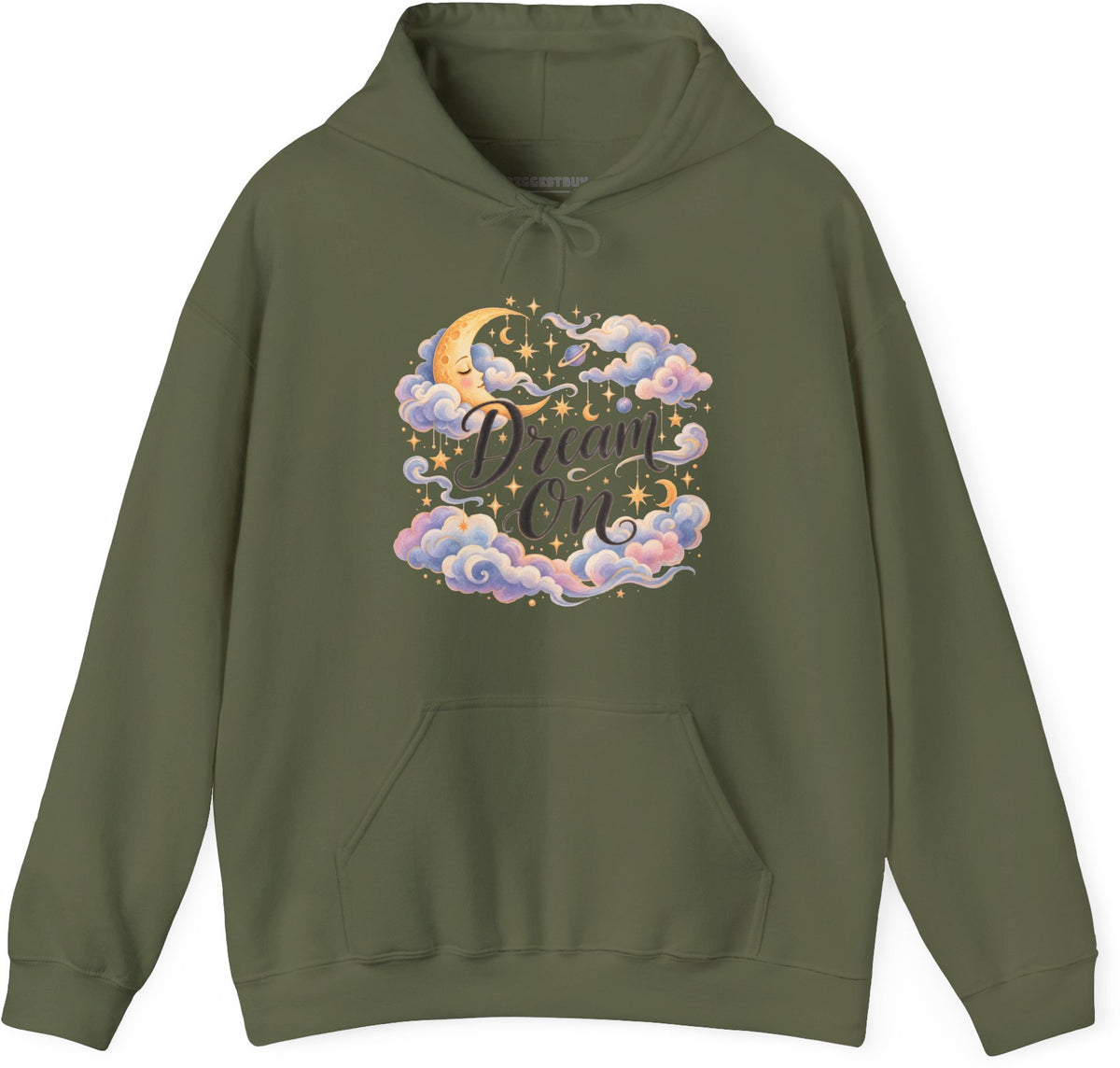 Lunar Dreams - Pullover Hoodie in Military Green, front view