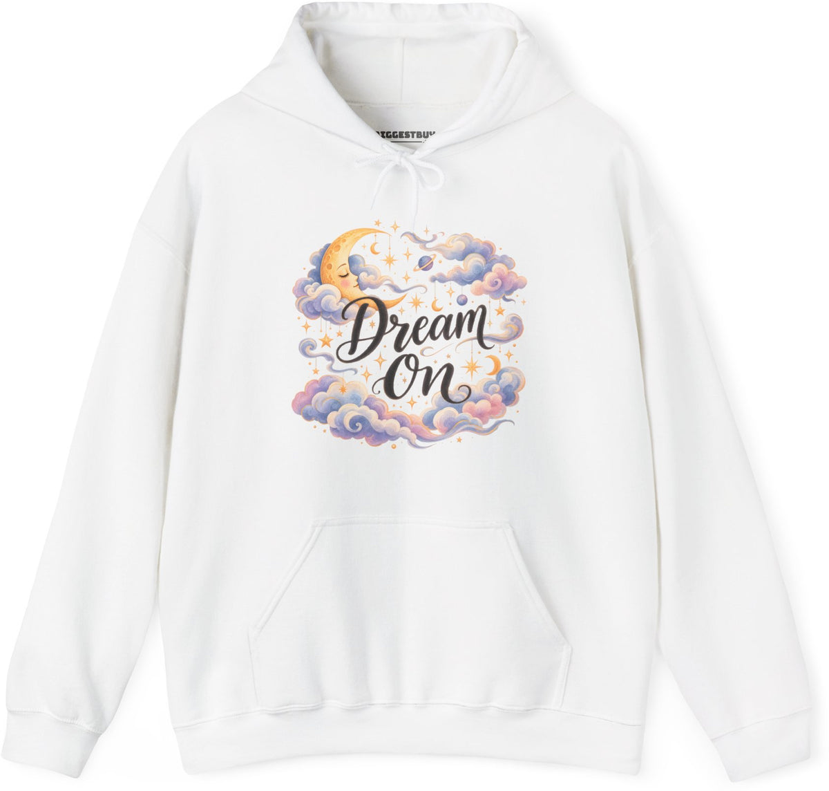 Lunar Dreams - Pullover Hoodie in White, front view