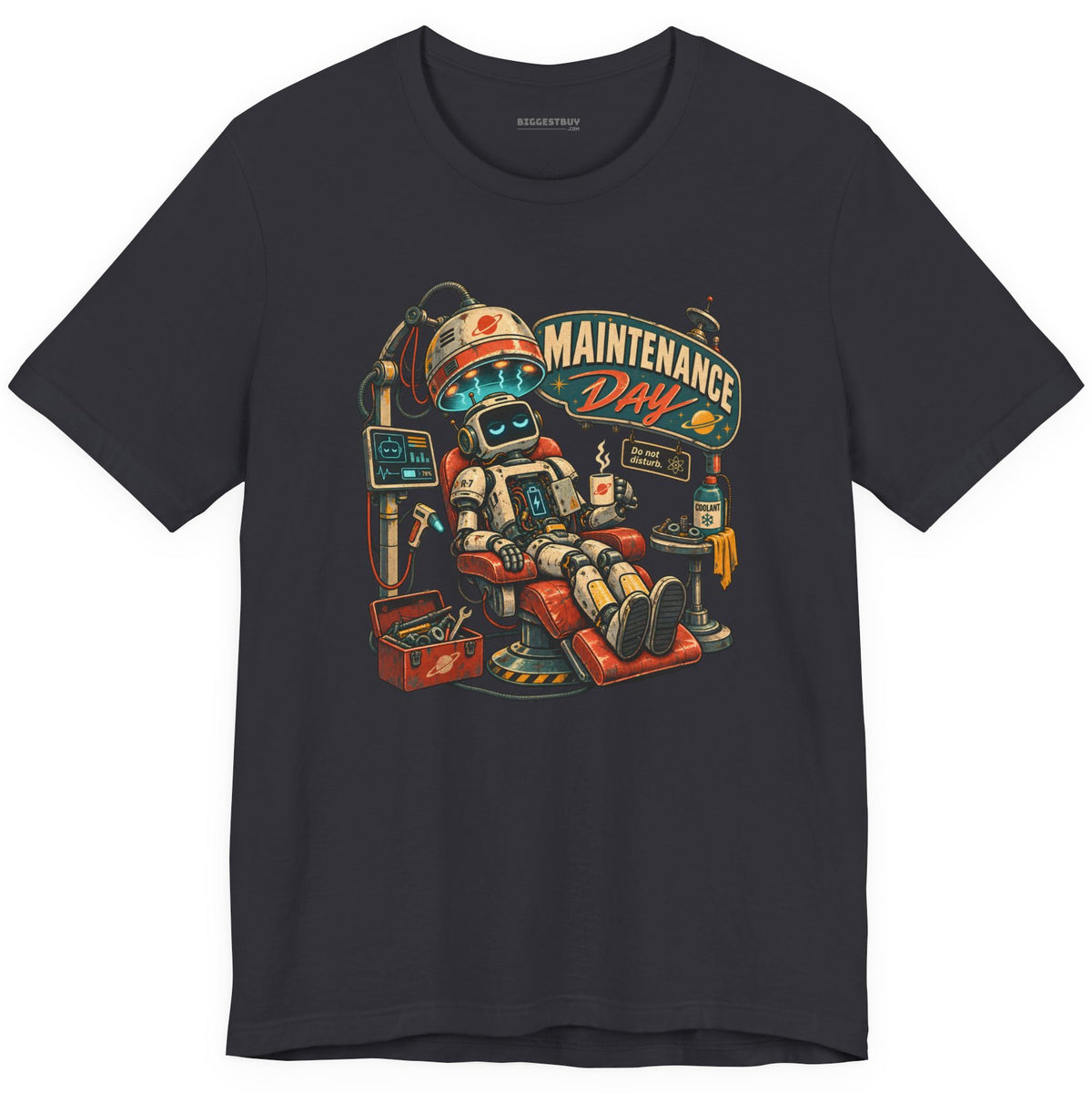 Maintenance Mode - Classic Jersey Tee in Dark Grey, front view