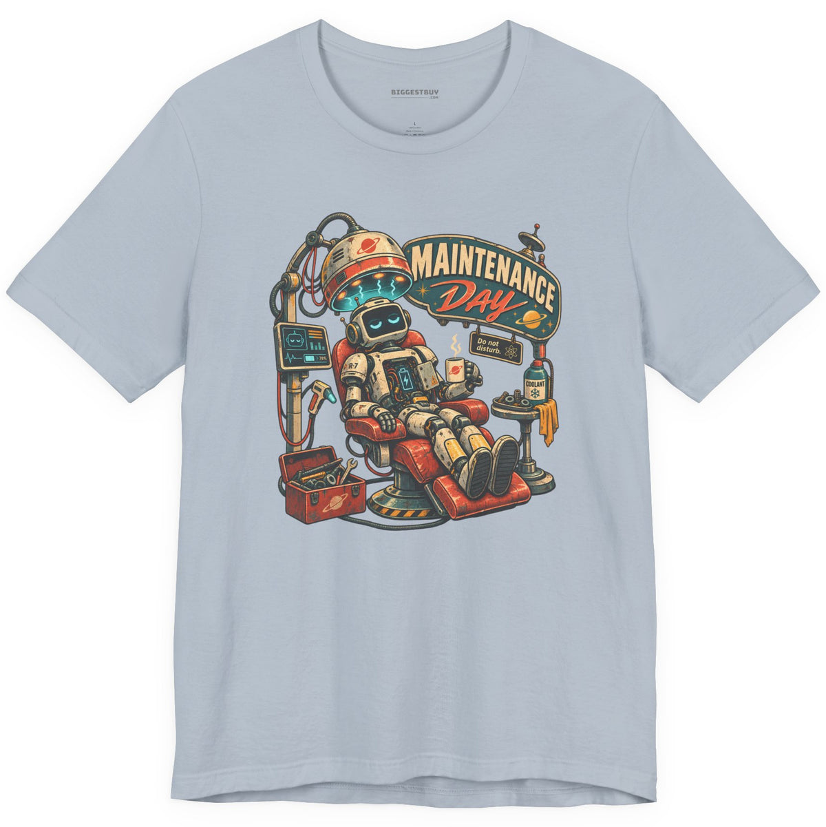 Maintenance Mode - Classic Jersey Tee in Light Blue, front view