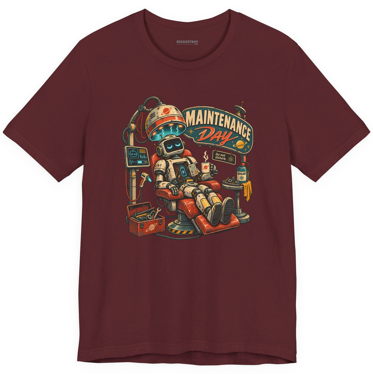 Maintenance Mode - Classic Jersey Tee in Maroon, front view