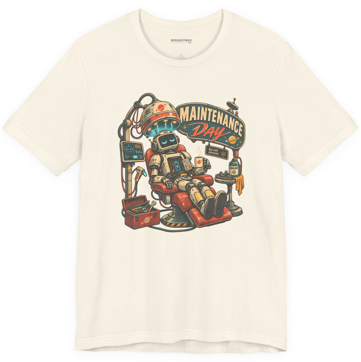 Maintenance Mode - Classic Jersey Tee in Natural, front view