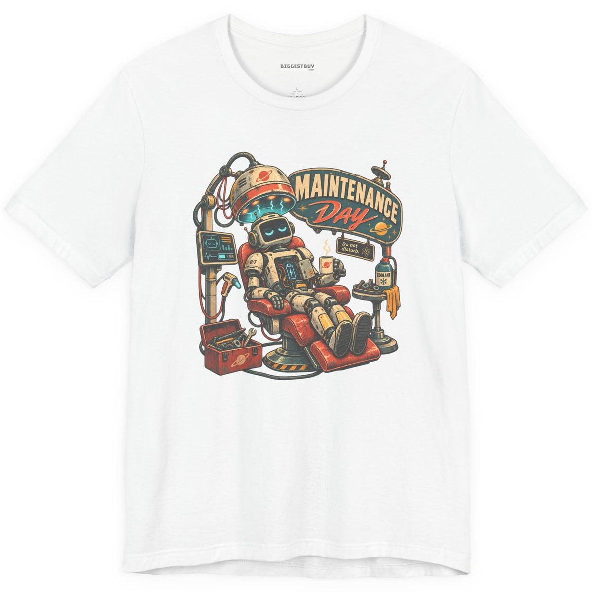 Maintenance Mode - Classic Jersey Tee in White, front view