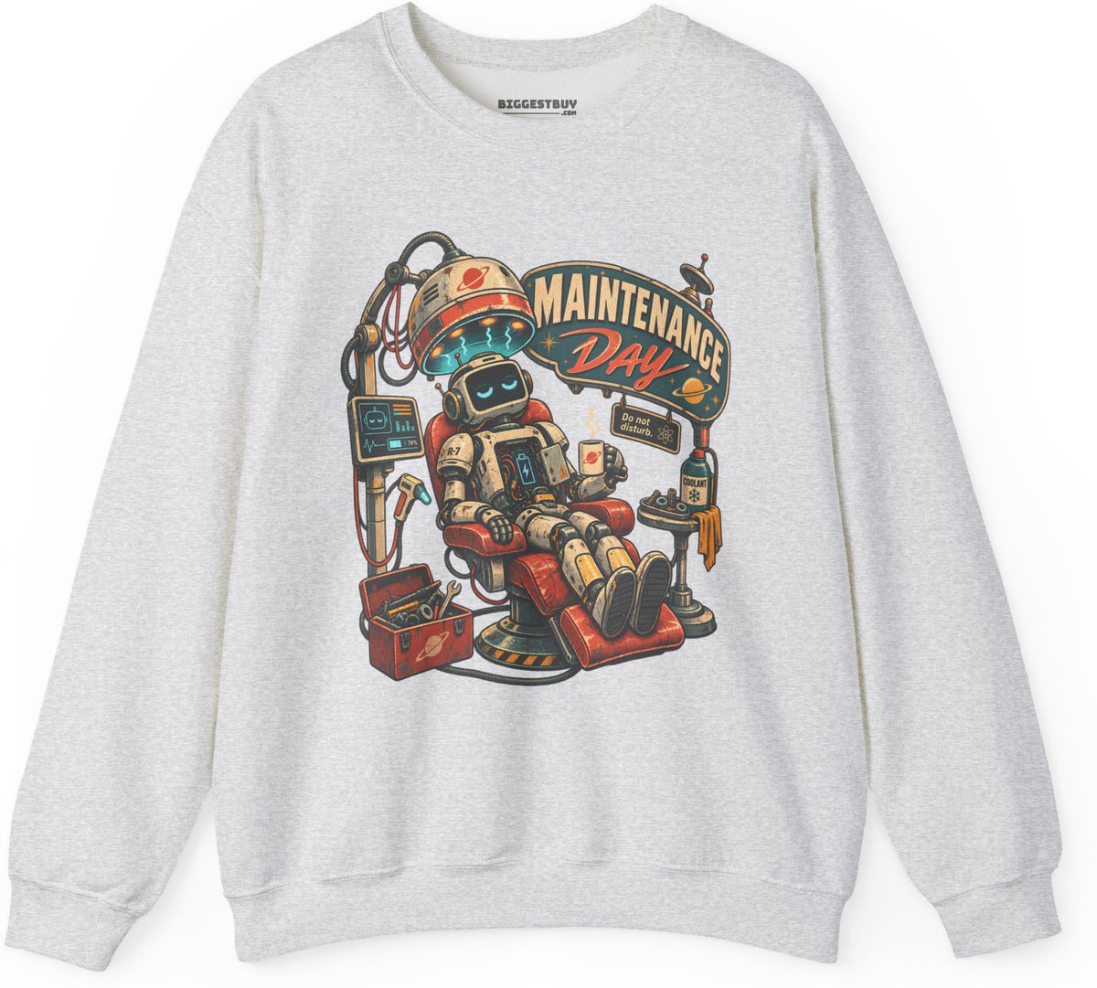 Maintenance Mode - Crewneck Sweatshirt in Ash, front view