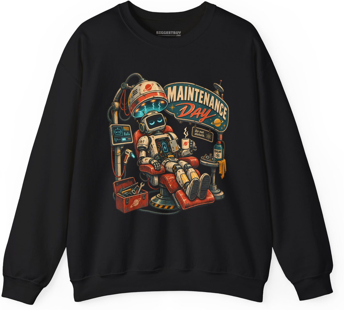 Maintenance Mode - Crewneck Sweatshirt in Black, front view