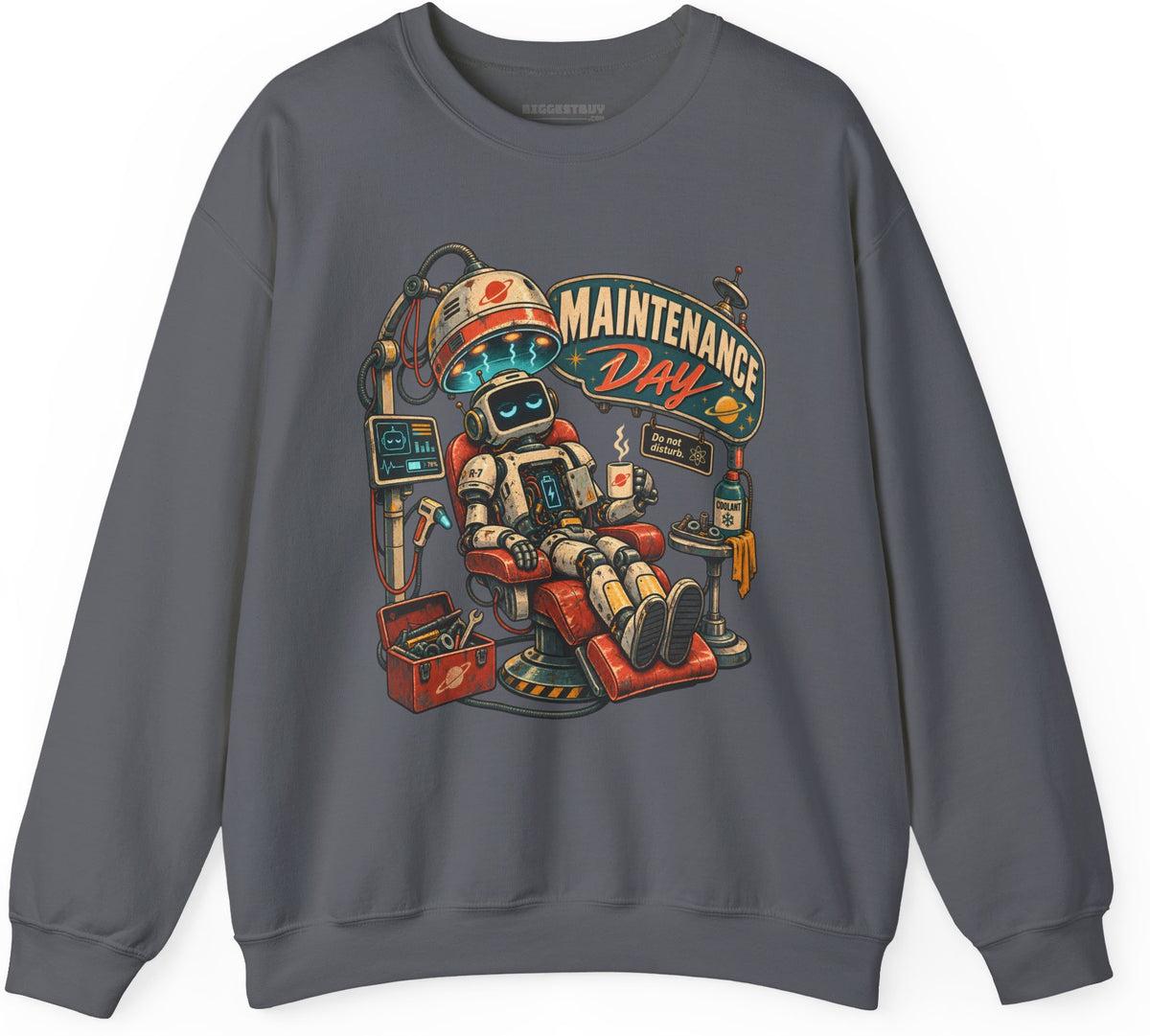 Maintenance Mode - Crewneck Sweatshirt in Charcoal, front view