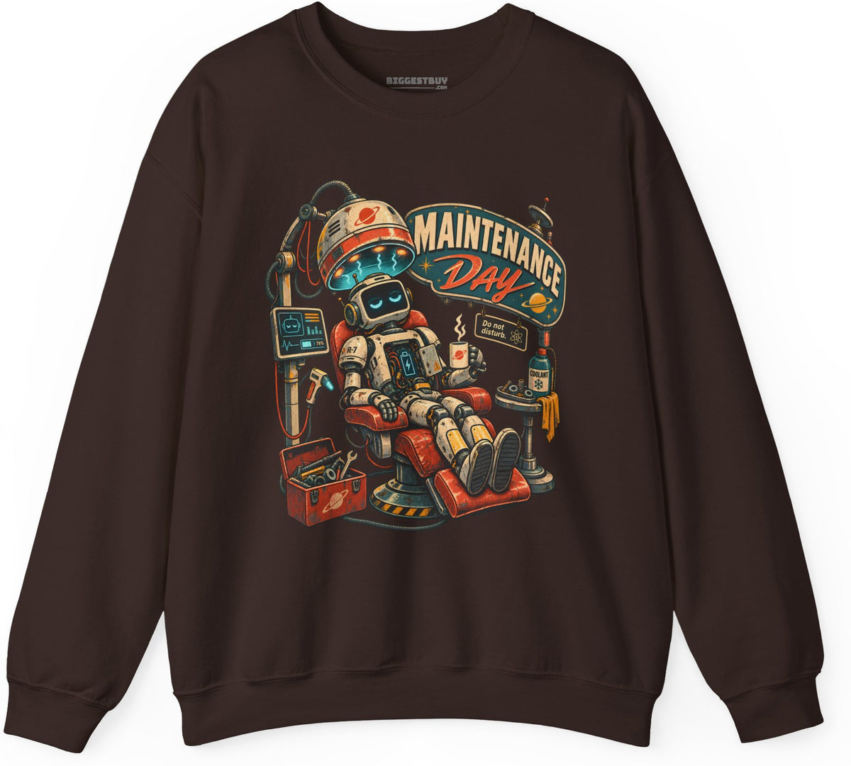 Maintenance Mode - Crewneck Sweatshirt in Dark Chocolate, front view
