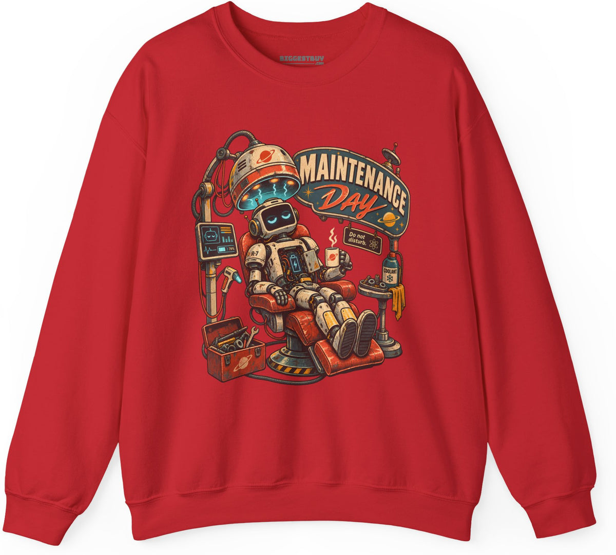 Maintenance Mode - Crewneck Sweatshirt in Red, front view