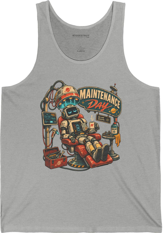 Maintenance Mode - Jersey Tank Top in Athletic Heather, front view