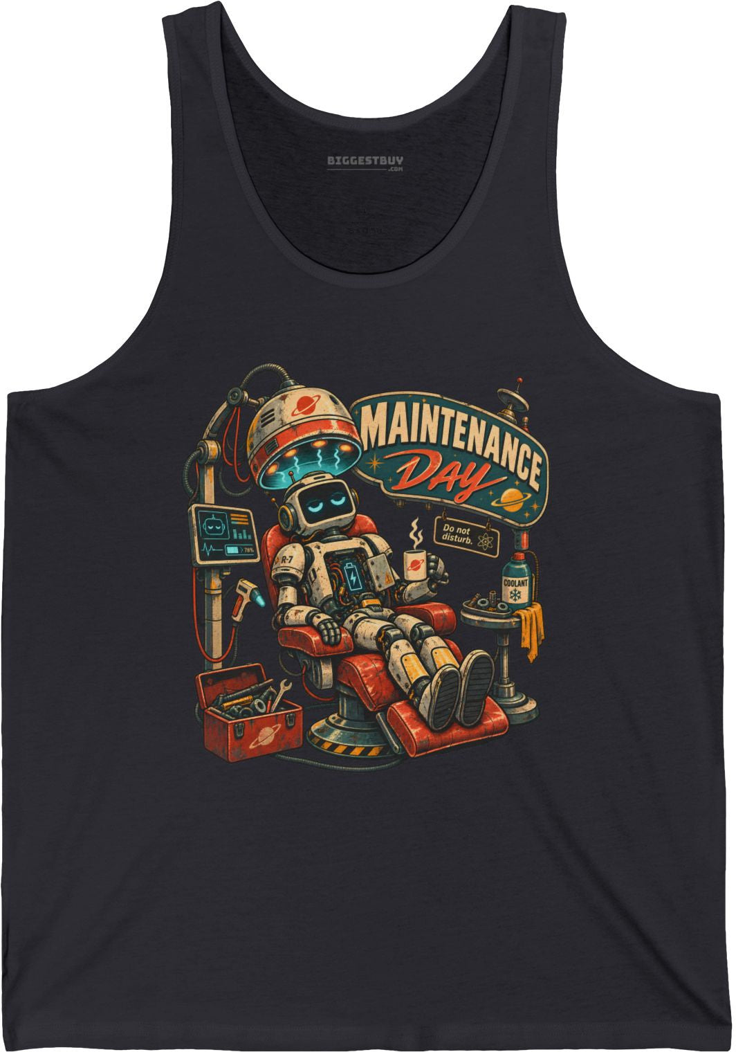 Maintenance Mode - Jersey Tank Top in Dark Grey, front view