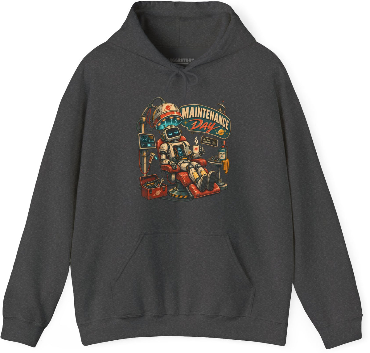 Maintenance Mode - Pullover Hoodie in Dark Heather, front view
