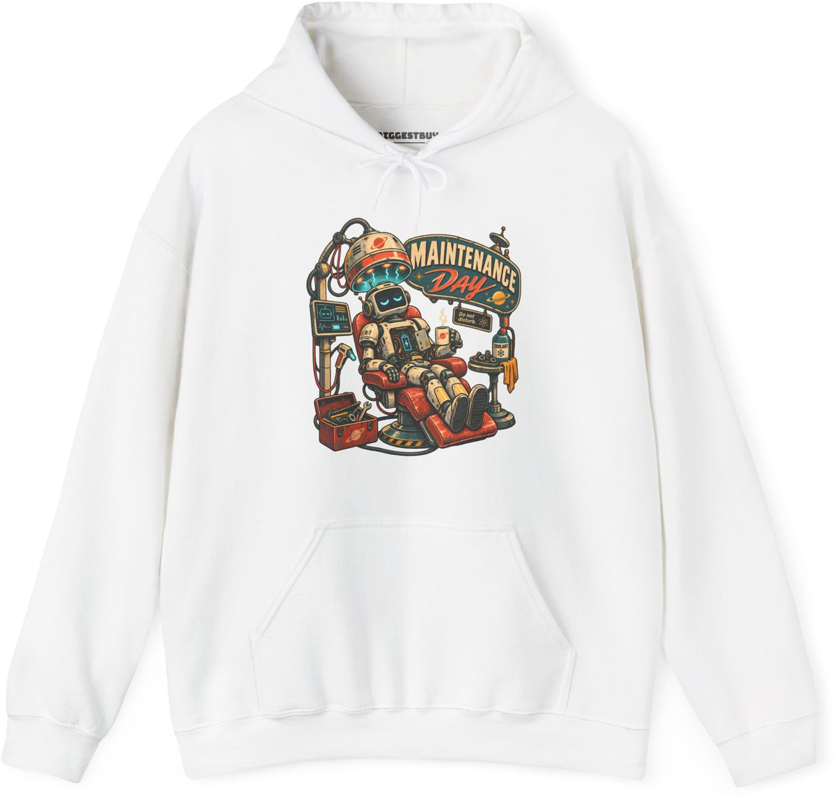 Maintenance Mode - Pullover Hoodie in White, front view
