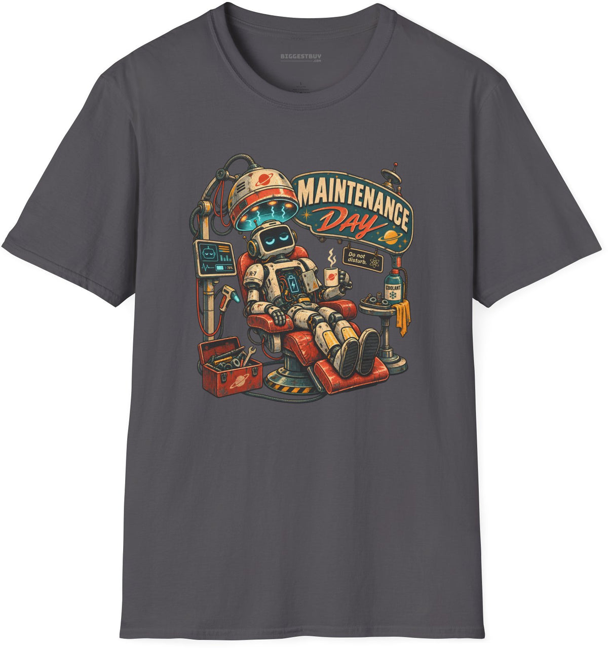 Maintenance Mode - Softstyle T-Shirt in Charcoal, front view