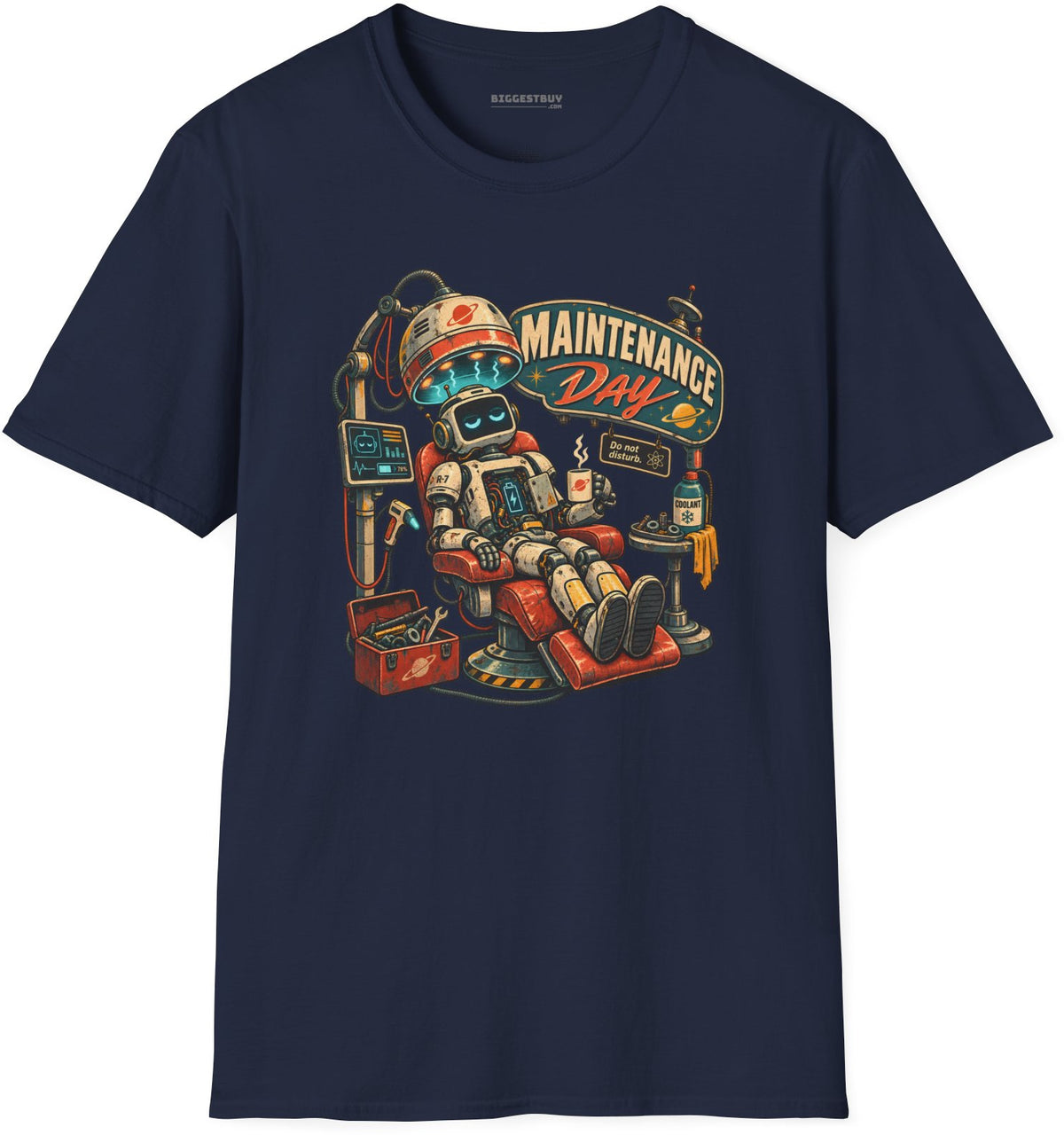 Maintenance Mode - Softstyle T-Shirt in Navy, front view