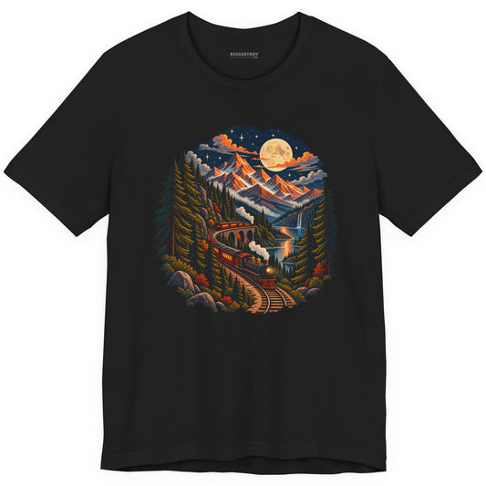 Midnight Rails - Classic Jersey Tee in Black, front view