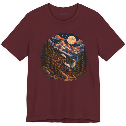 Midnight Rails - Classic Jersey Tee in Maroon, front view