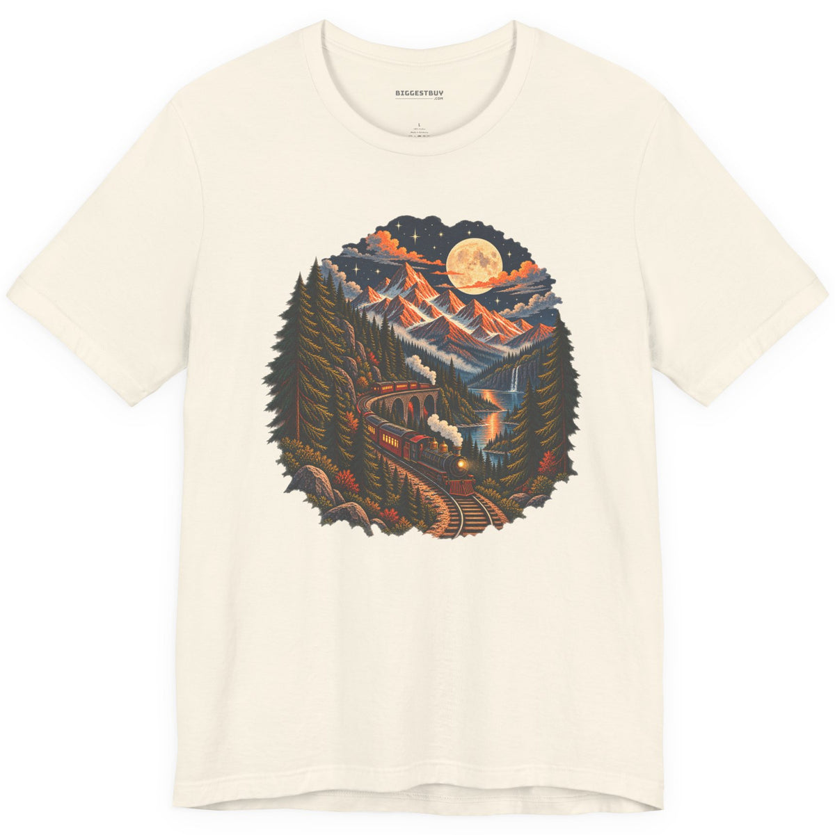 Midnight Rails - Classic Jersey Tee in Natural, front view
