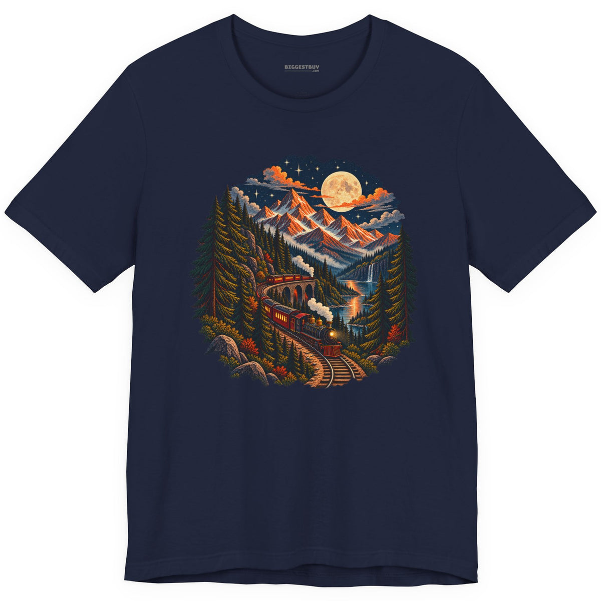 Midnight Rails - Classic Jersey Tee in Navy, front view