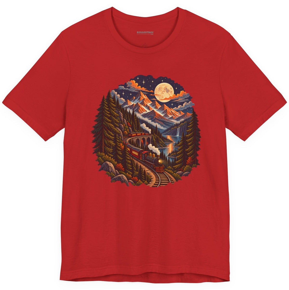 Midnight Rails - Classic Jersey Tee in Red, front view