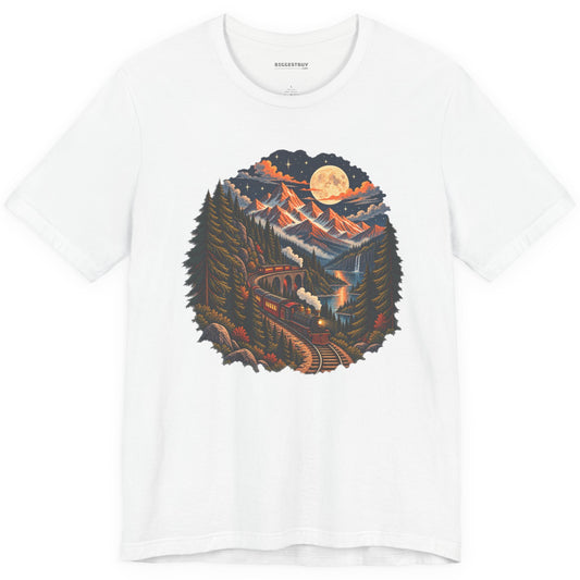 Midnight Rails - Classic Jersey Tee in White, front view