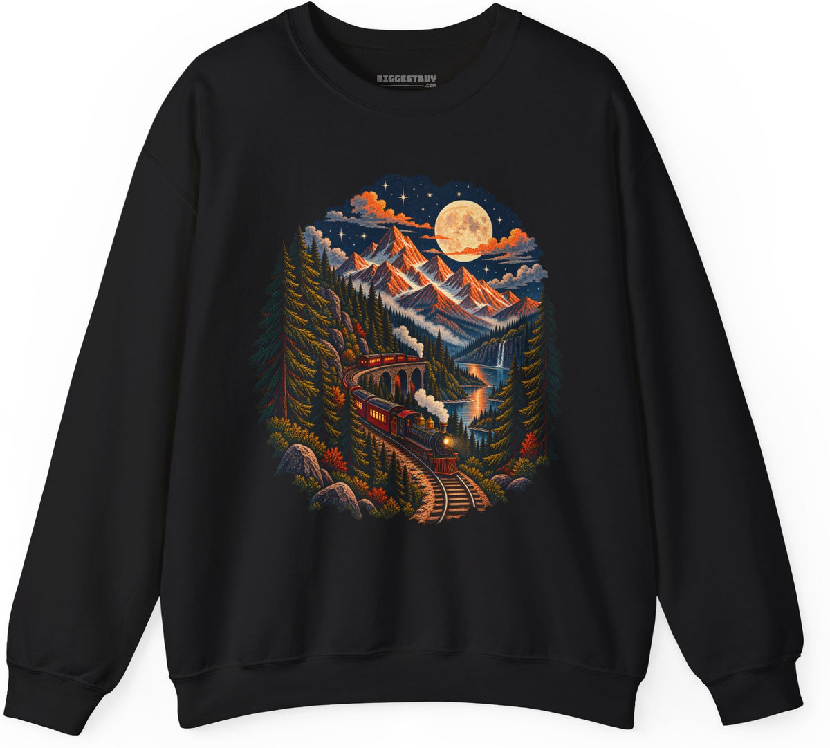 Midnight Rails - Crewneck Sweatshirt in Black, front view