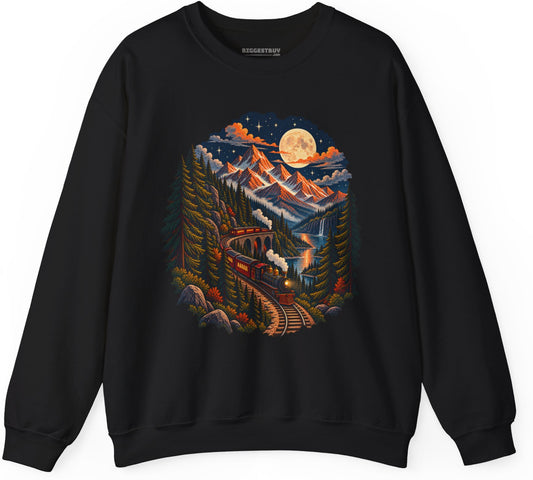 Midnight Rails - Crewneck Sweatshirt in Black, front view
