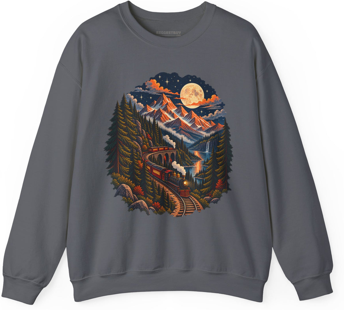 Midnight Rails - Crewneck Sweatshirt in Charcoal, front view