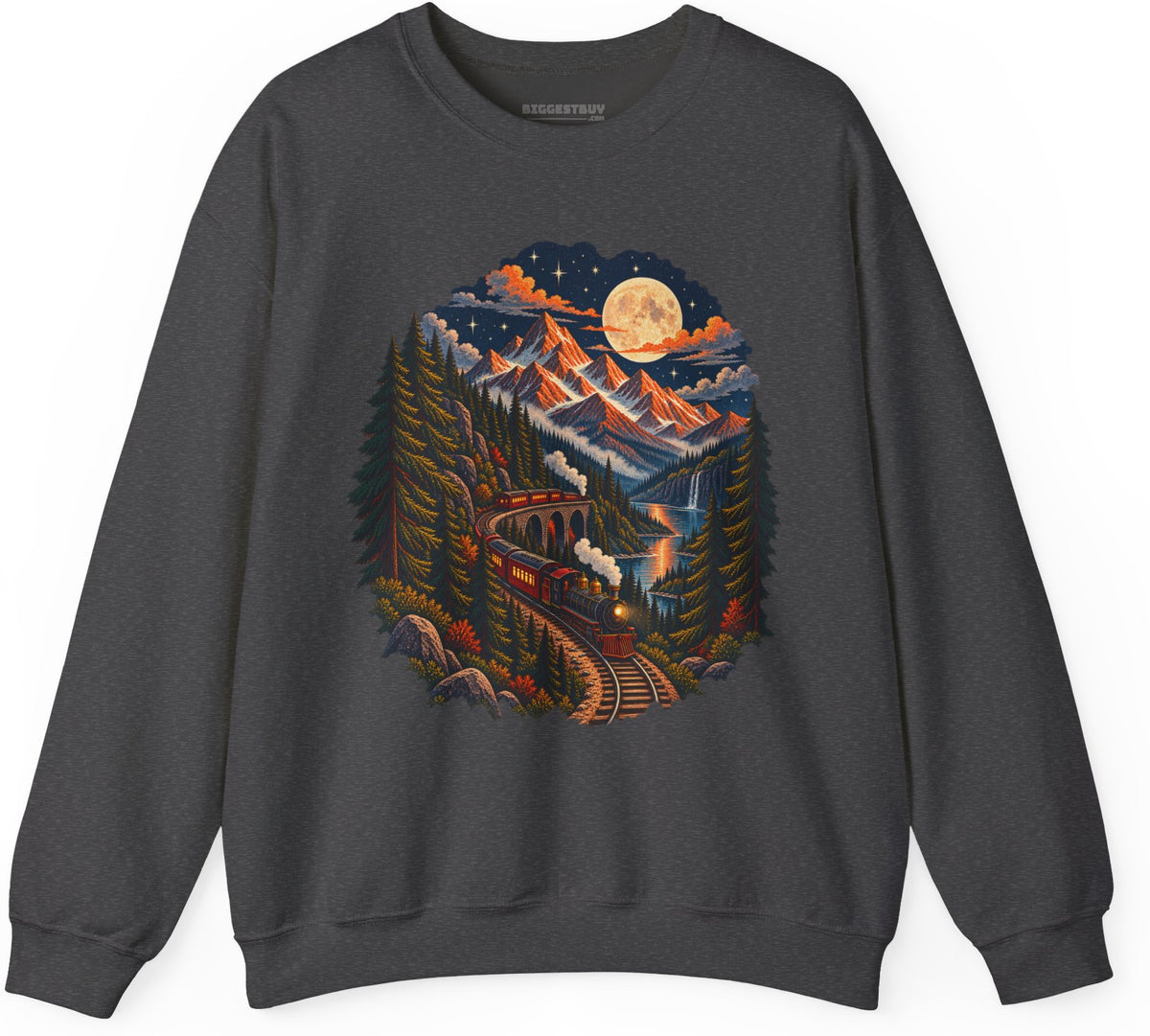 Midnight Rails - Crewneck Sweatshirt in Dark Heather, front view