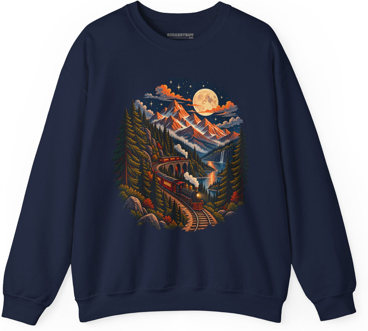 Midnight Rails - Crewneck Sweatshirt in Navy, front view