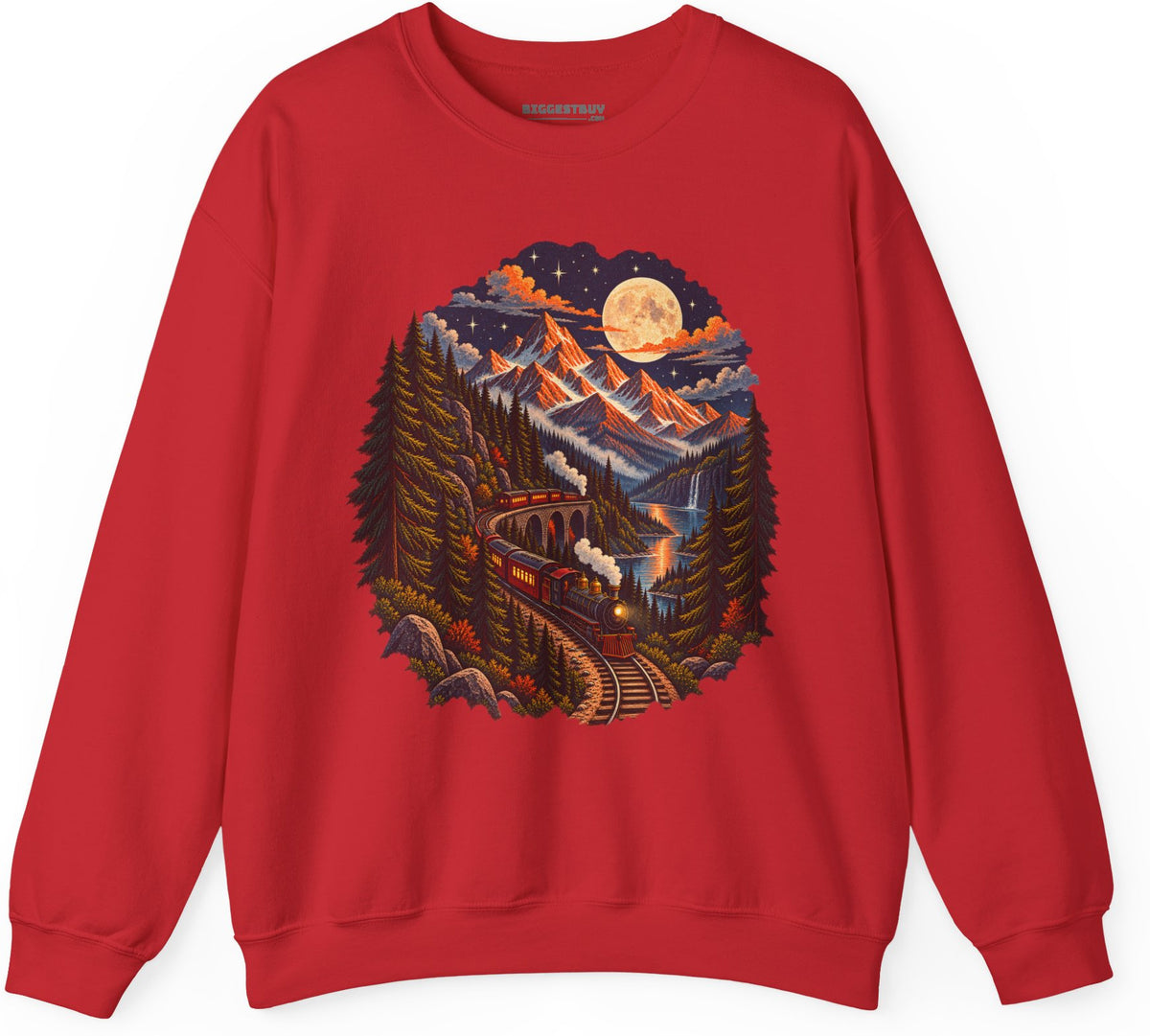 Midnight Rails - Crewneck Sweatshirt in Red, front view