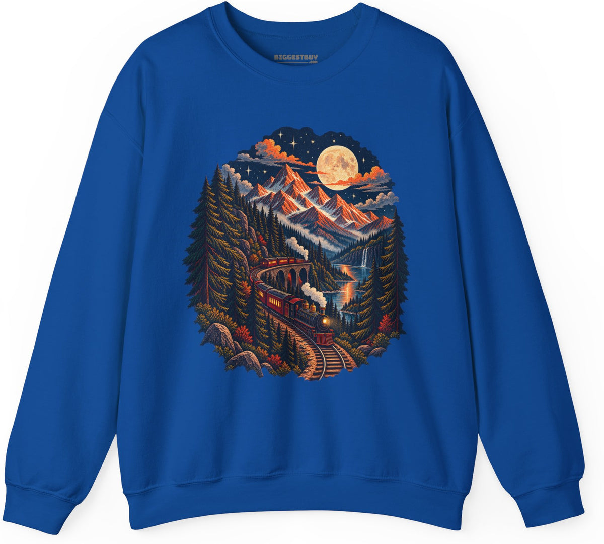 Midnight Rails - Crewneck Sweatshirt in Royal, front view