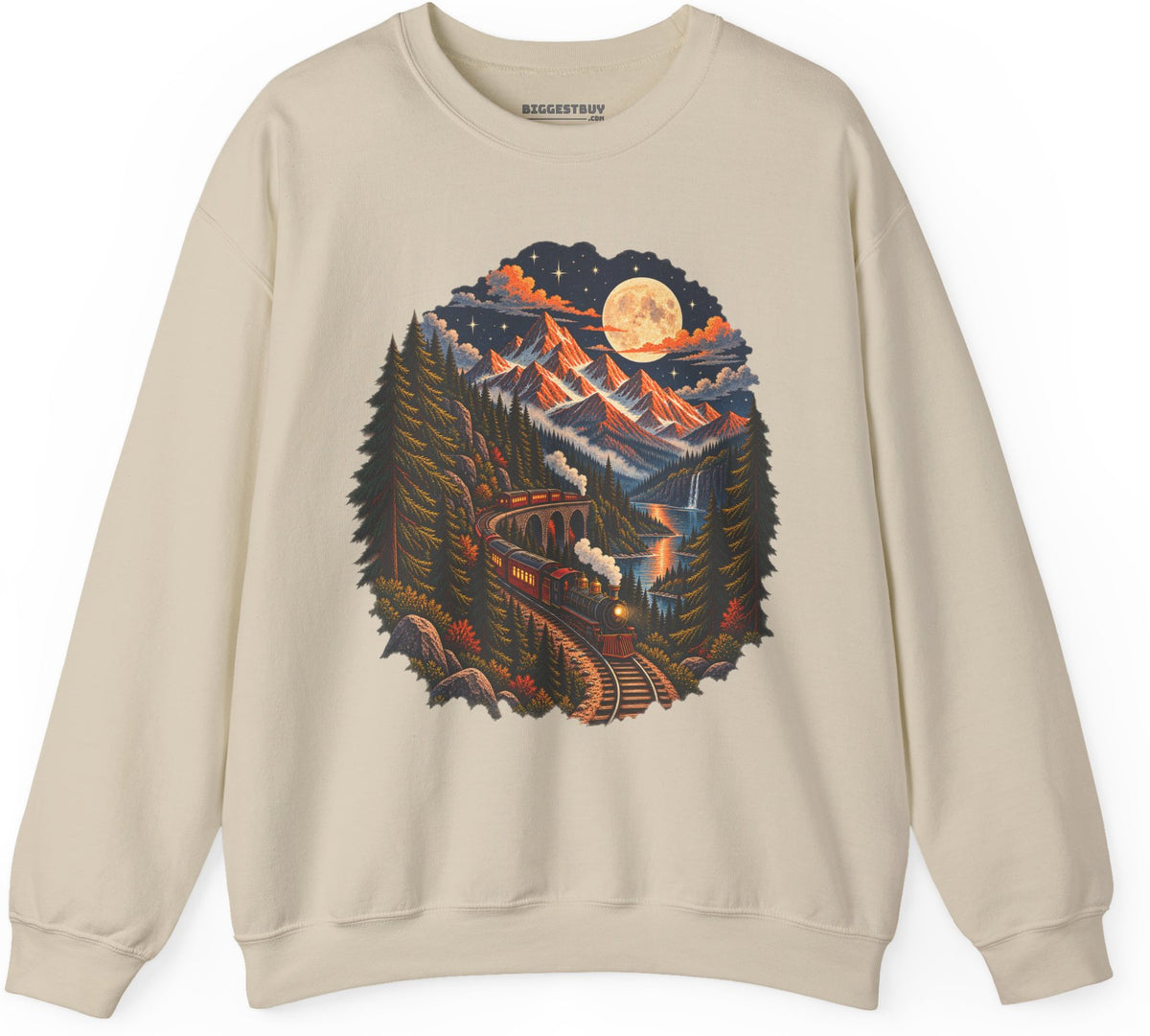 Midnight Rails - Crewneck Sweatshirt in Sand, front view