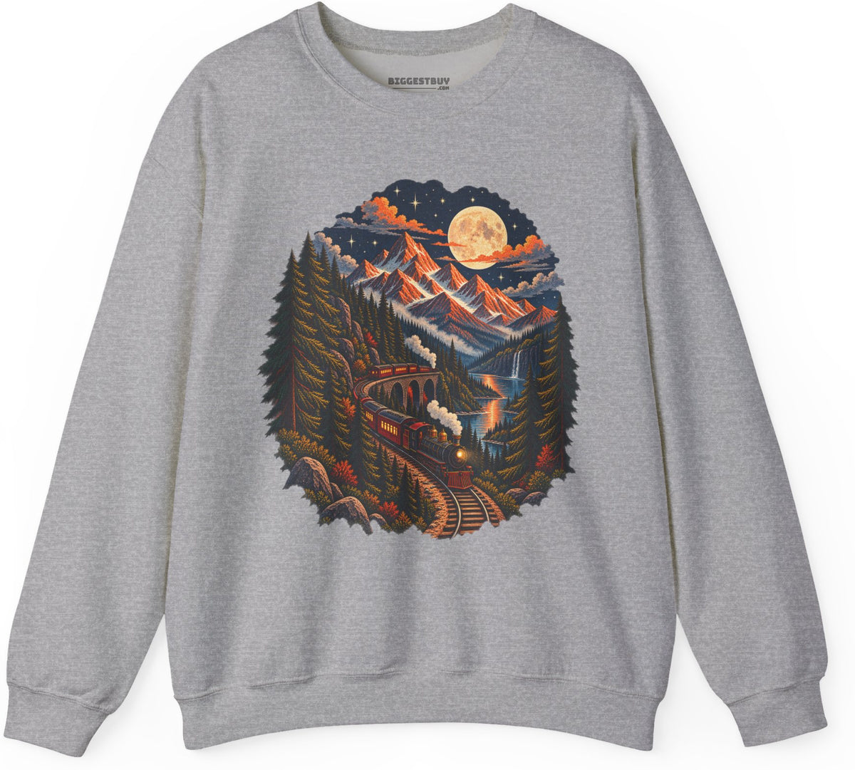Midnight Rails - Crewneck Sweatshirt in Sport Grey, front view