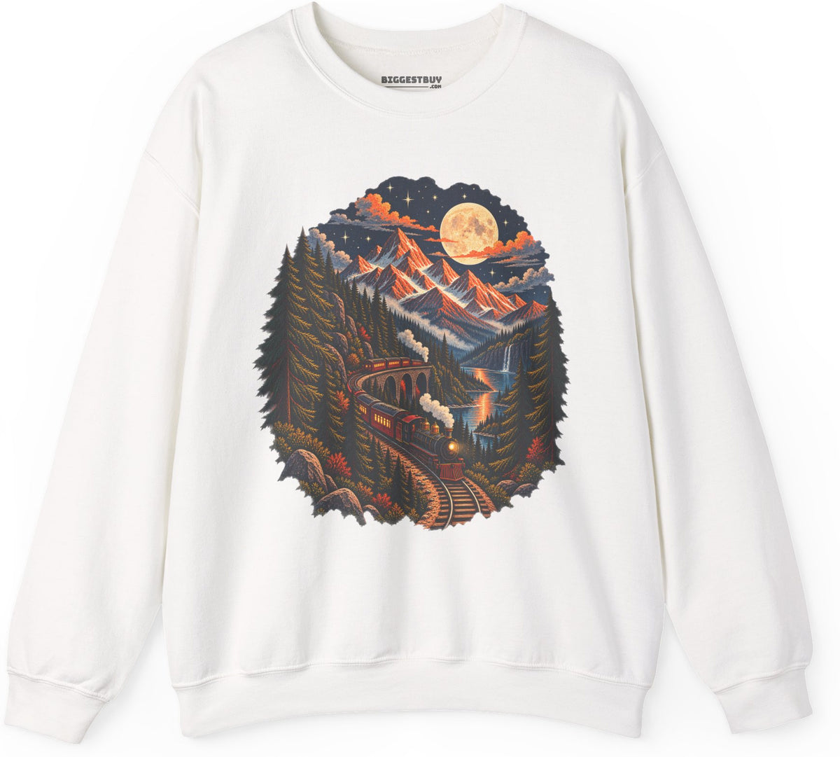 Midnight Rails - Crewneck Sweatshirt in White, front view