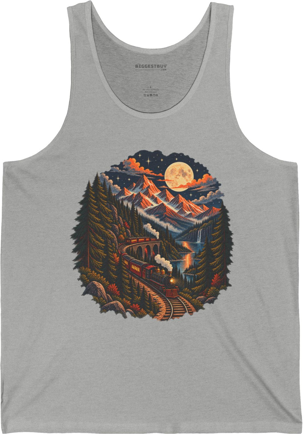 Midnight Rails - Jersey Tank Top in Athletic Heather, front view
