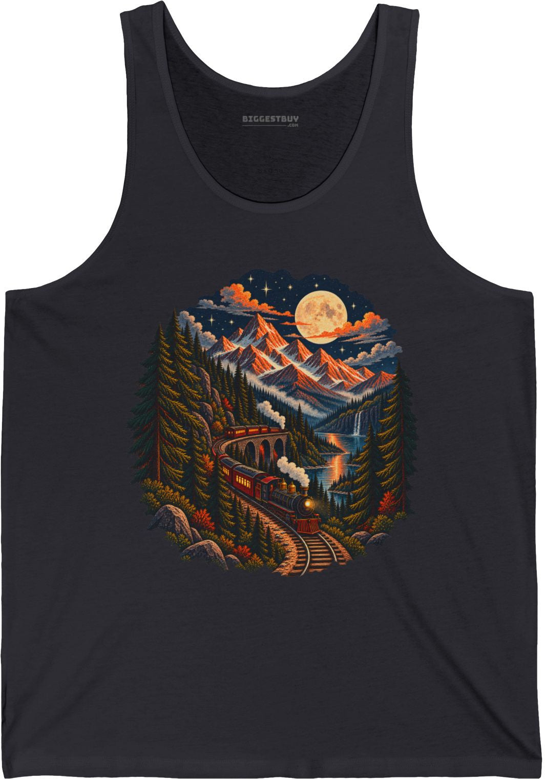 Midnight Rails - Jersey Tank Top in Dark Grey, front view