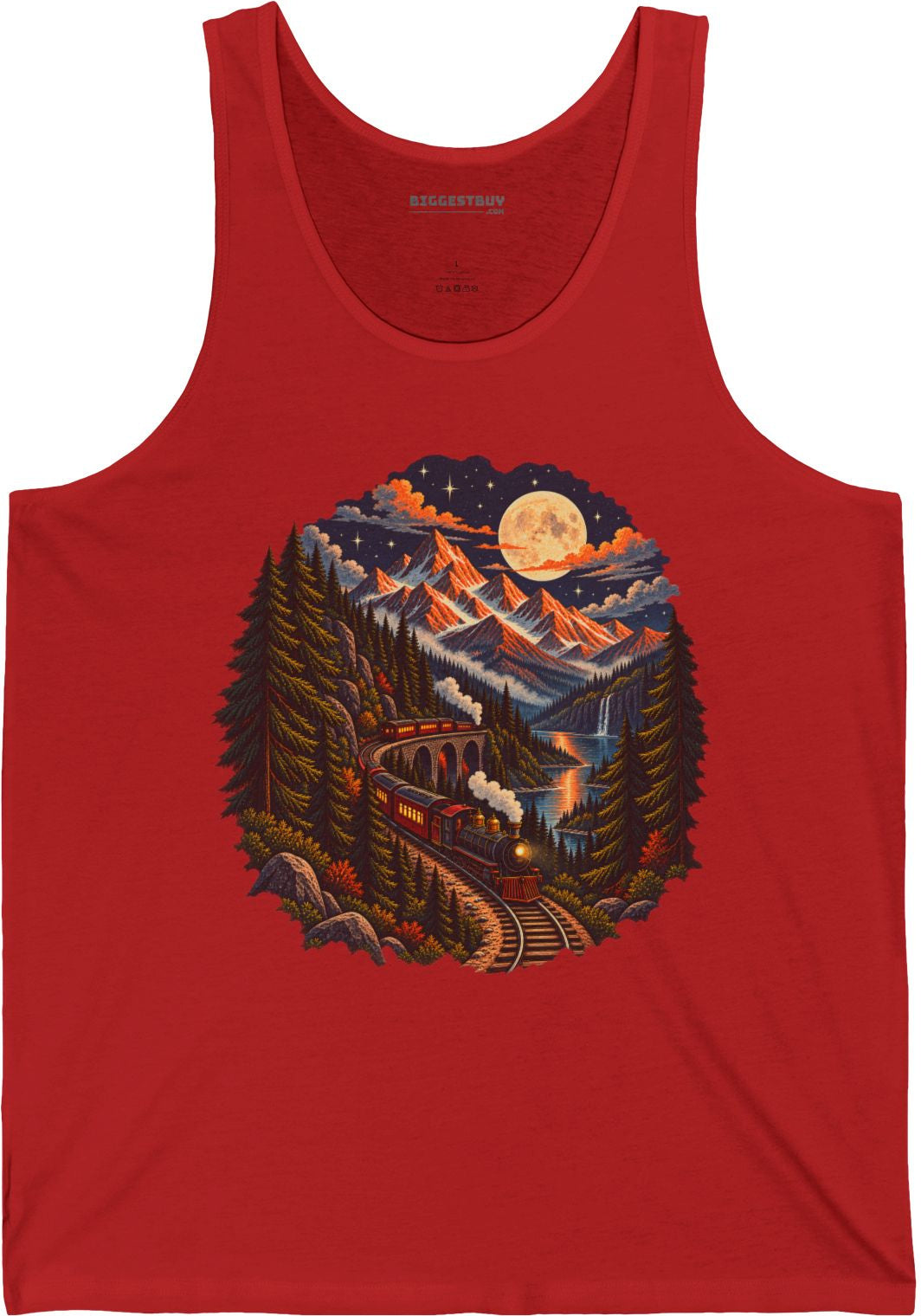 Midnight Rails - Jersey Tank Top in Red, front view