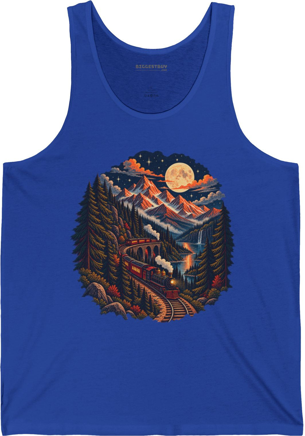 Midnight Rails - Jersey Tank Top in True Royal, front view